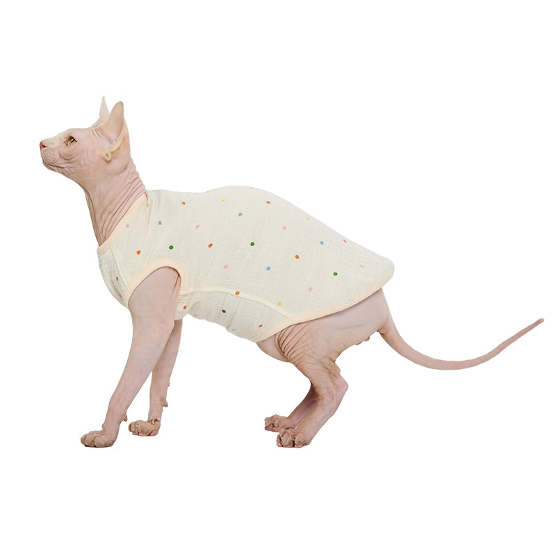 Breathable Tank Top for Sphynx - Colorful dots