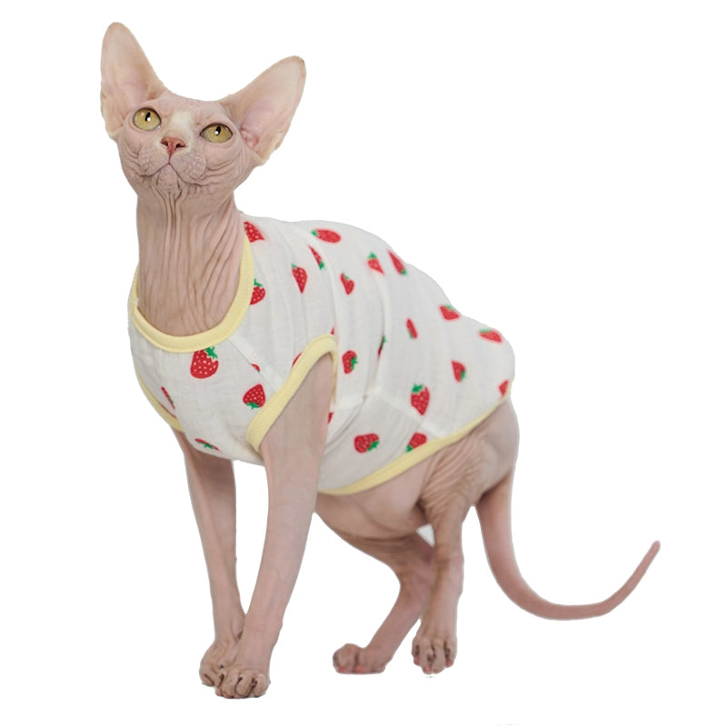 Breathable Tank Top for Sphynx - Strawberry