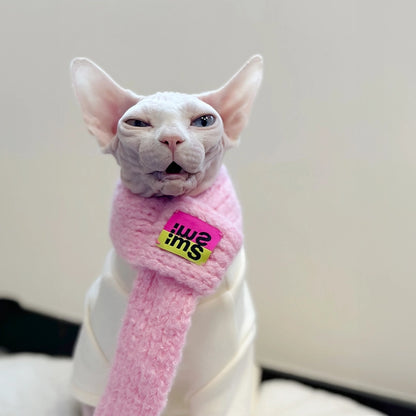 Cute Knit Scarf for Sphynx - Pink