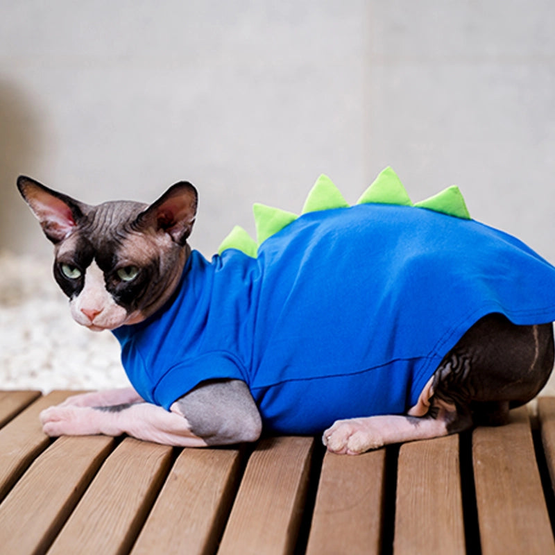 Dinosaur Tank Top for Sphynx - Royal blue