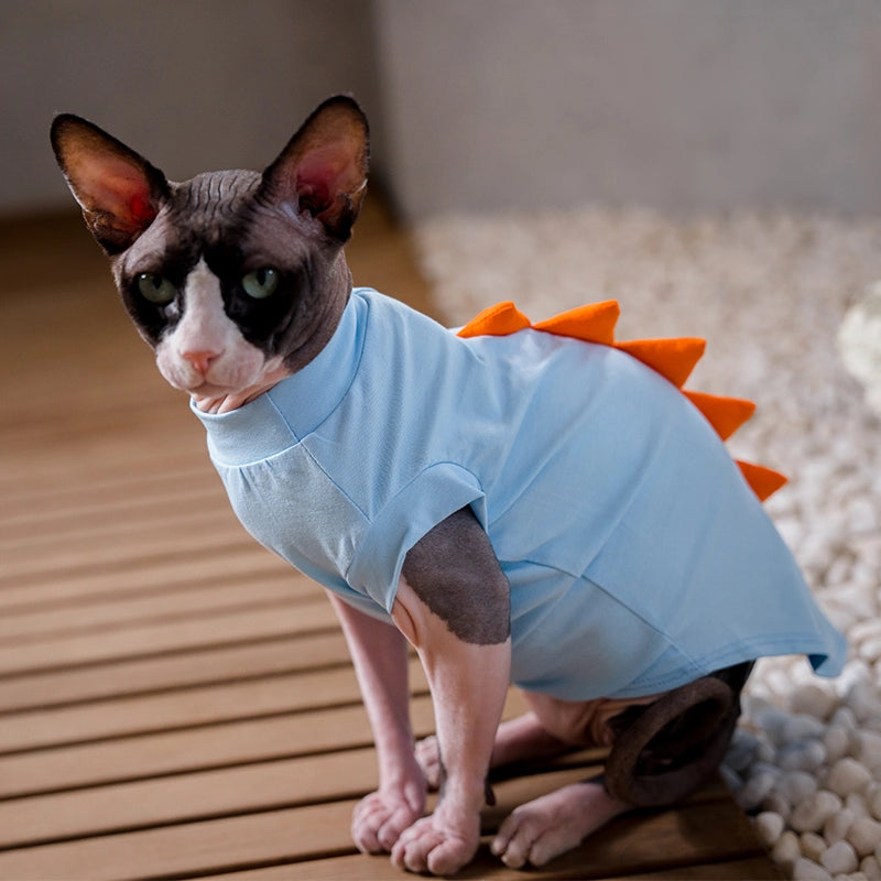 Dinosaur Tank Top for Sphynx - Sky blue