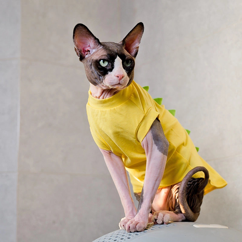 Dinosaur Tank Top for Sphynx - Yellow