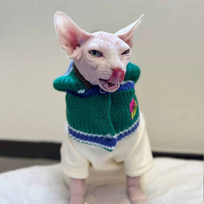 Knit Hooded Scarf Hat for Sphynx