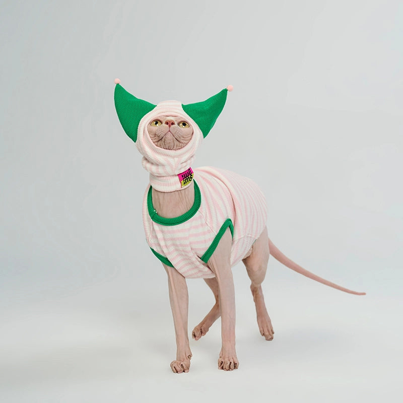 Summer Striped Tank Top for Sphynx - Pink