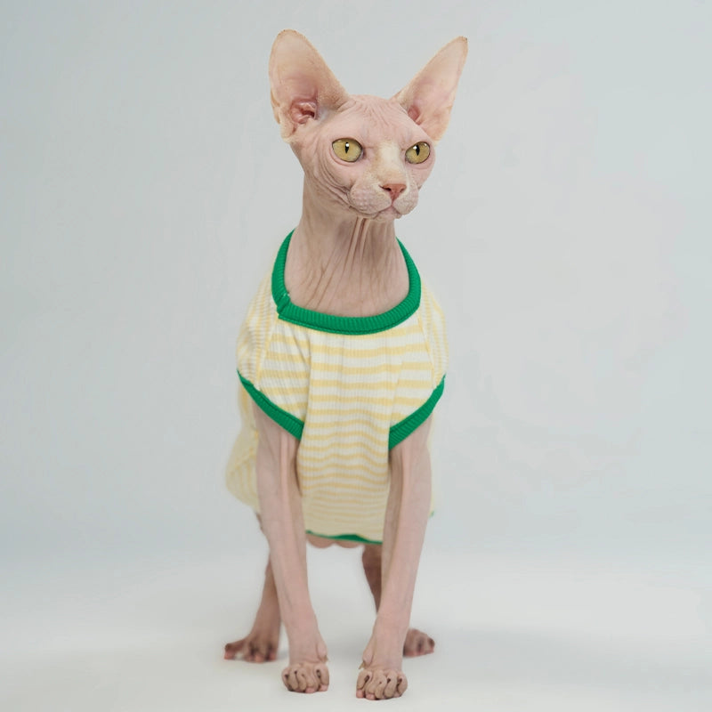 Summer Striped Tank Top for Sphynx - Yellow