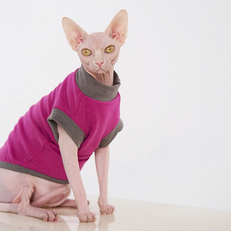 Thick Contrast Shirt for Sphynx Cat