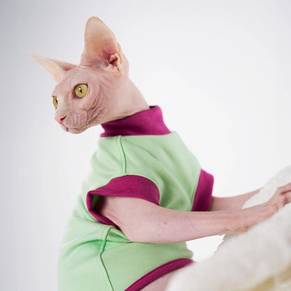 Thick Contrast Shirt for Sphynx Cat