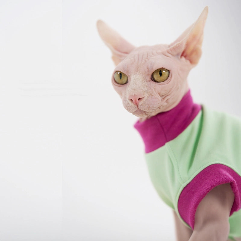 Thick Contrast Shirt for Sphynx Cat