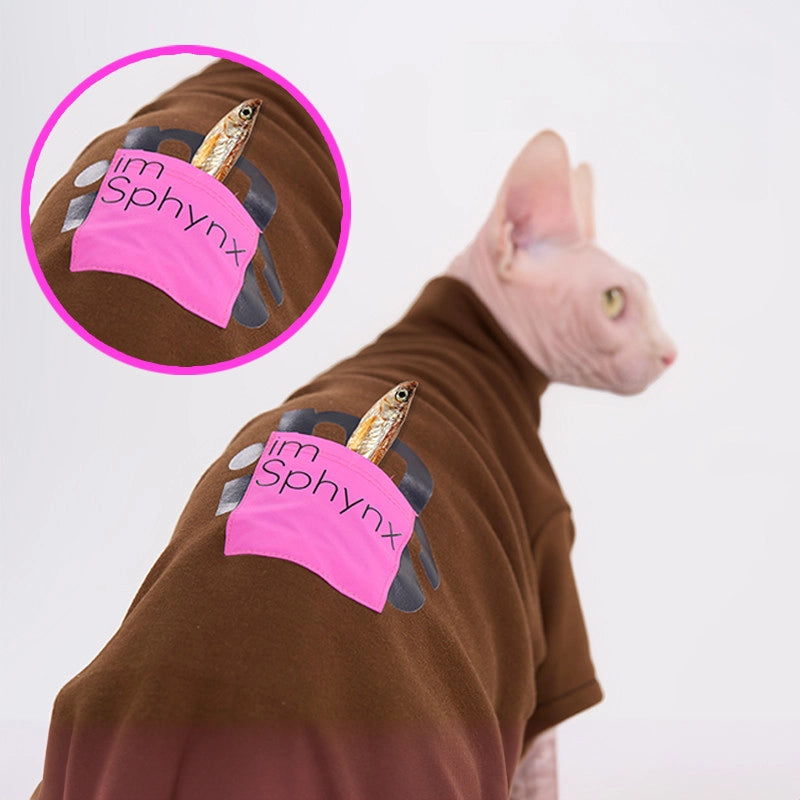 Winter Turtleneck Shirt for Sphynx - with pocket